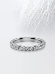 Round Cut Moissanite scalloped pave Diamond Wedding Band Mapple Gems